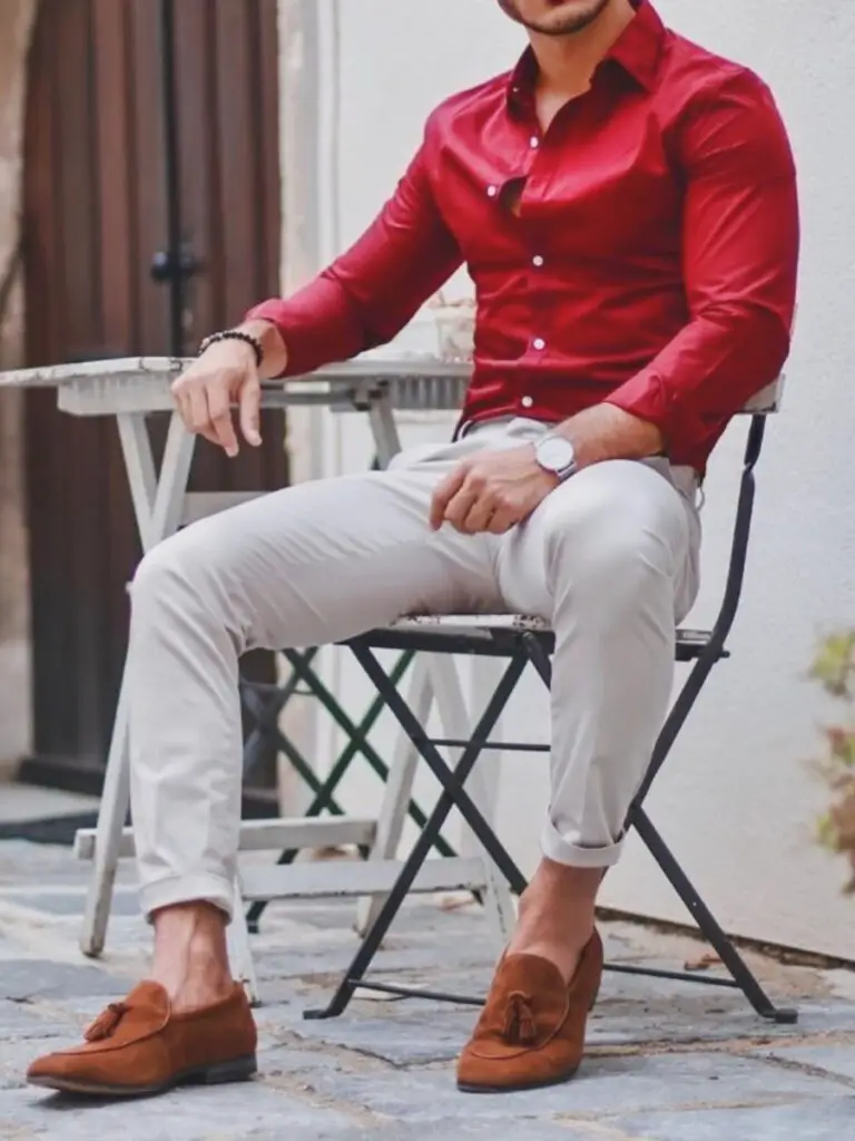 Red Shirt Matching Pant Ideas | Red Shirts Combination Pants - TiptopGents