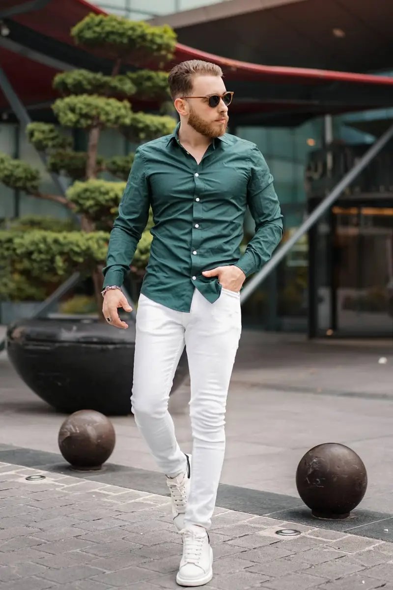 15 Best Green Shirt Matching Pants Ideas | Green Shirt Outfit Men ...