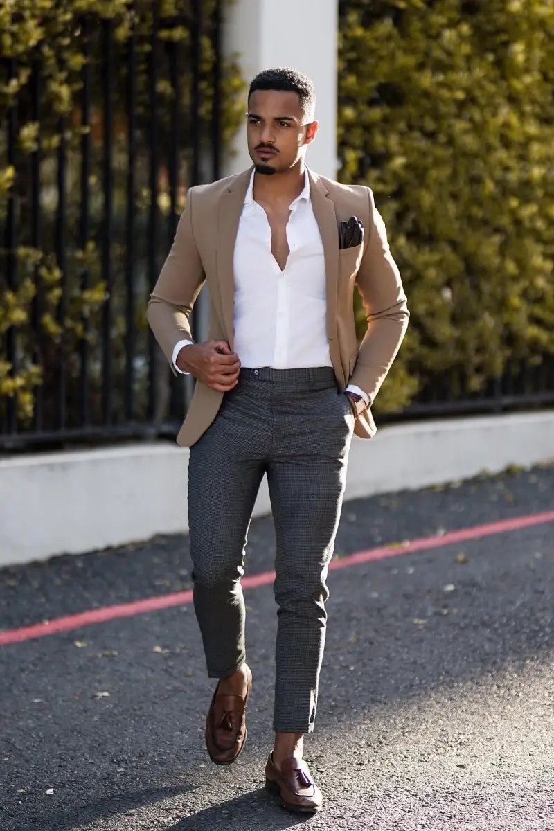 Classy Beige Blazer Outfit Ideas For Men Biege Blazer Combination 