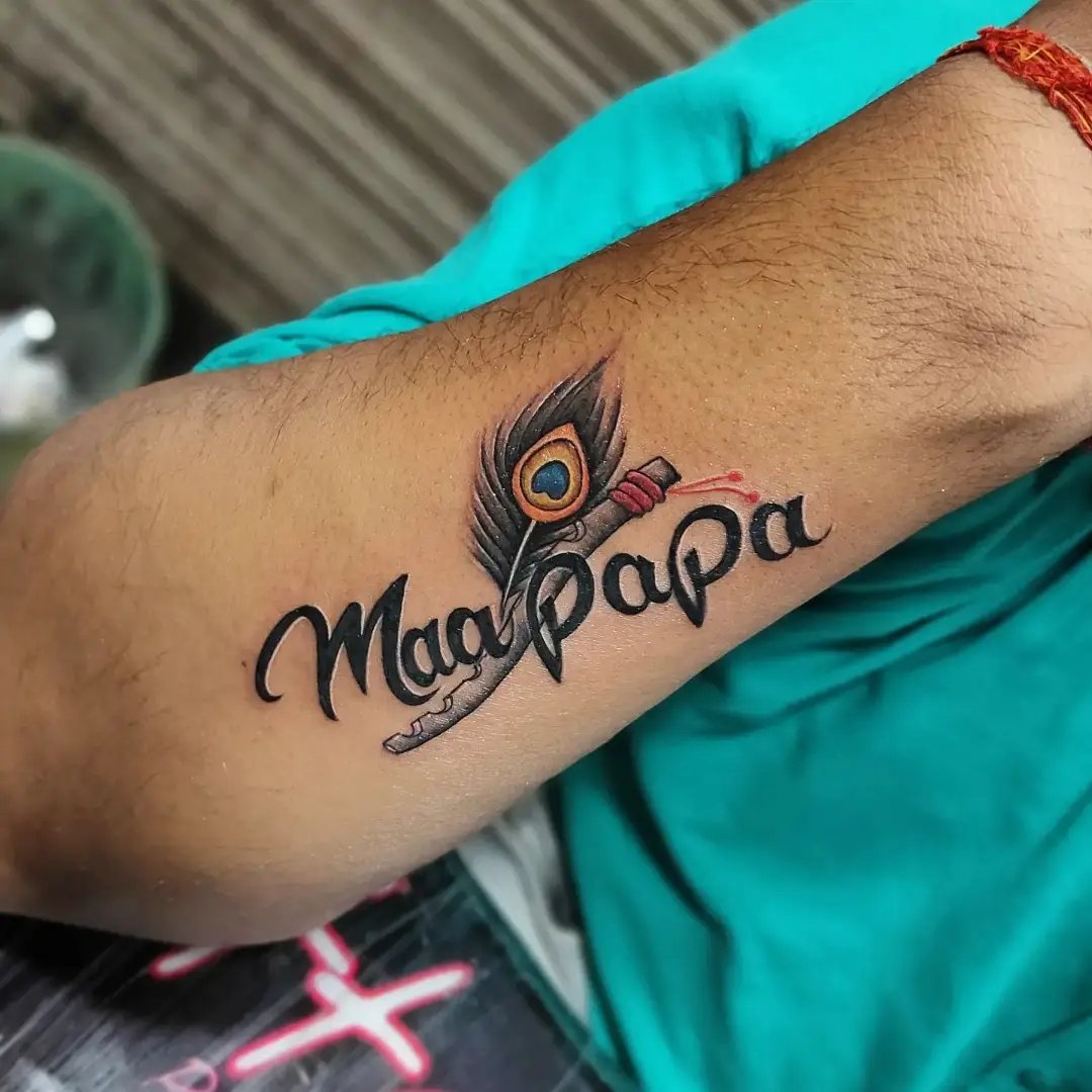 Sachin Tattooist on Instagram Beautiful Maa Paa  maapaatattoo  familytattoo script colortattoo calligraphy momdad maapaa tattoo  love maapaatattoo maa