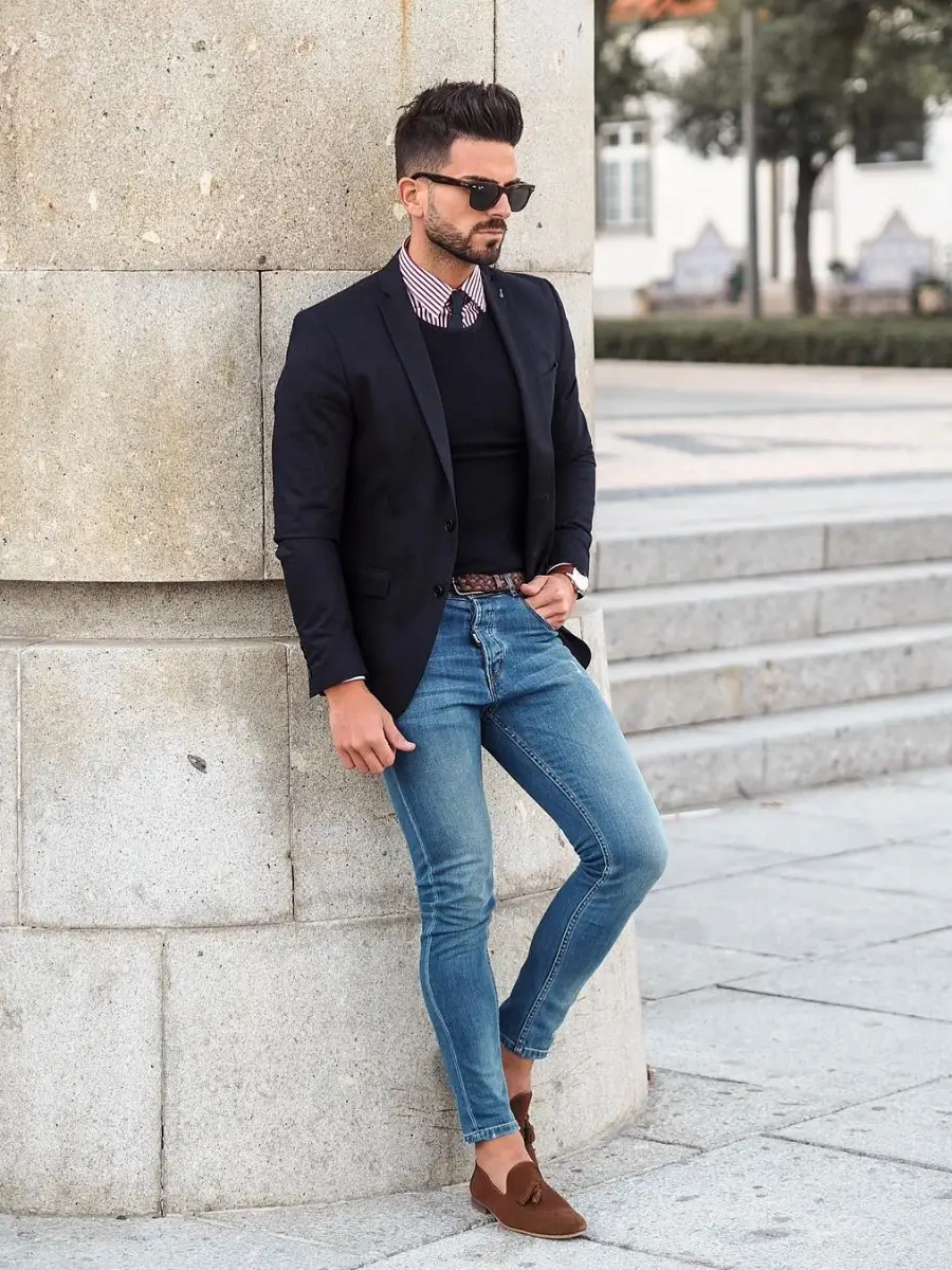 Classy Black Blazer Outfit Men | Black Blazer Combination - TiptopGents