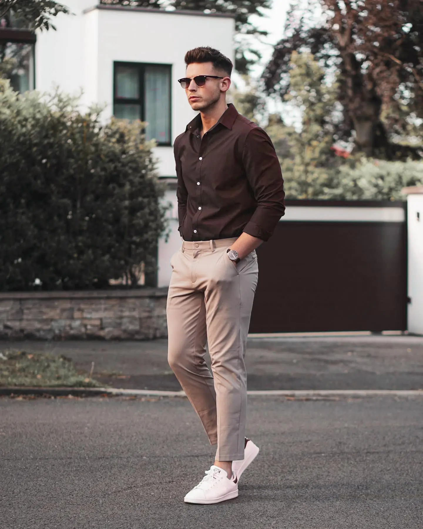 Men Elegant White Shirt Brown Trouser for Office Wear Mens - Etsy Australia
