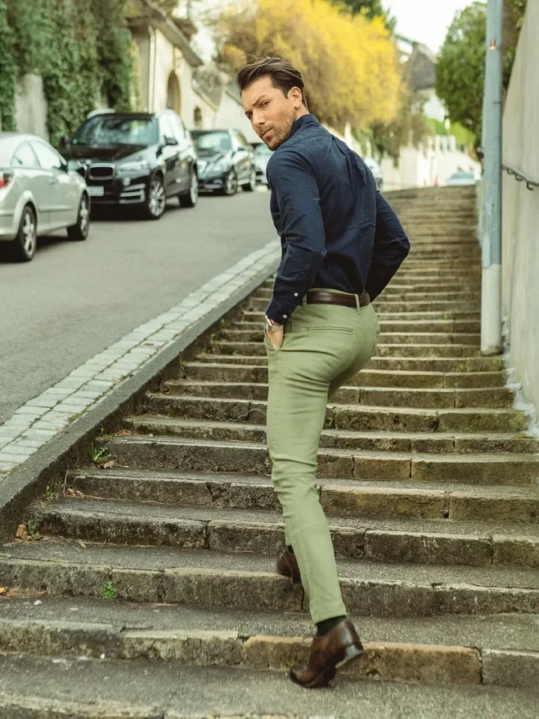 What Color Pants Goes With Olive Green Shirt Black Trousers Outfit Idea  Inspiration Lookbook in 2023 | Black pants men, Shirt outfit men, Mens  outfits