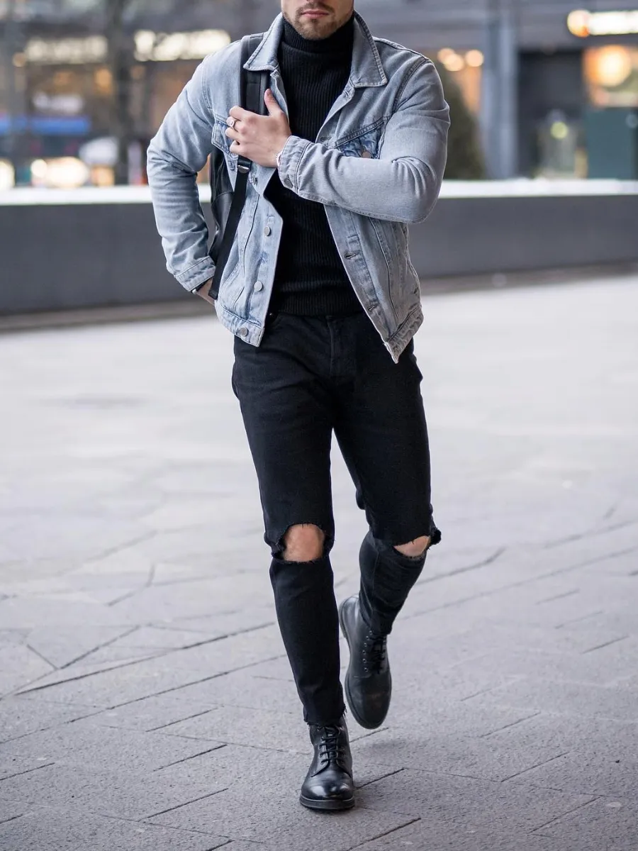Blue Denim Jacket Combination | Denim Jacket Outfit Men - TiptopGents