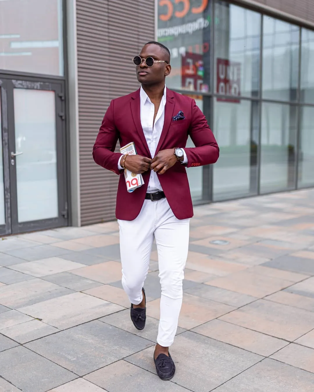 Man in Maroon Suit Jacket and Black Pants · Free Stock Photo