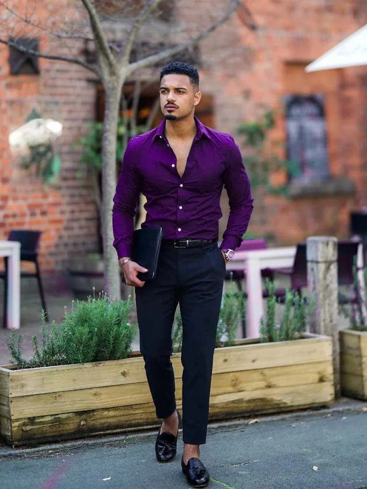 Purple Shirt Matching Pant || Purple Shirt Combination Pants - TiptopGents